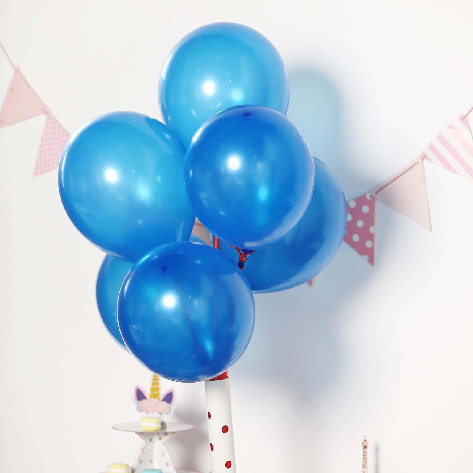 25 Pack 12" Shiny Pearl Royal Blue Latex Helium or Air Balloons