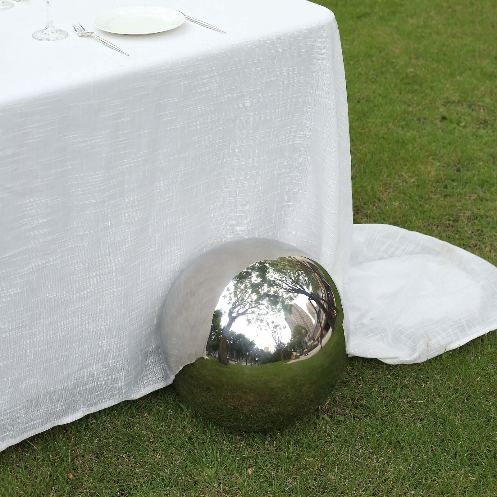 Gazing Globe Mirror Ball Reflective Hollow Stainless Steel Silver Sphere - Decorative Garden Display Piece 16"
