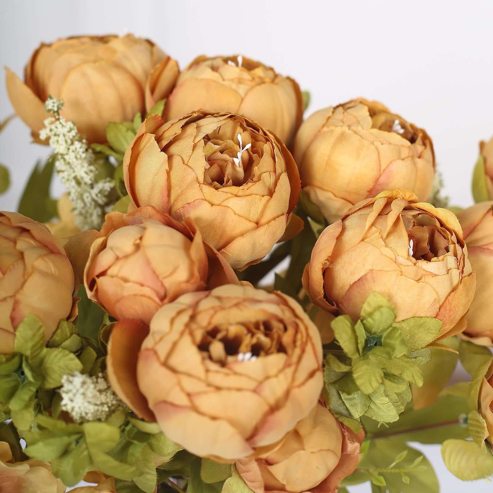 2 Pack 19" Gold Artificial Peony Flower Wedding Bouquets, Faux Silk Flower Arrangements