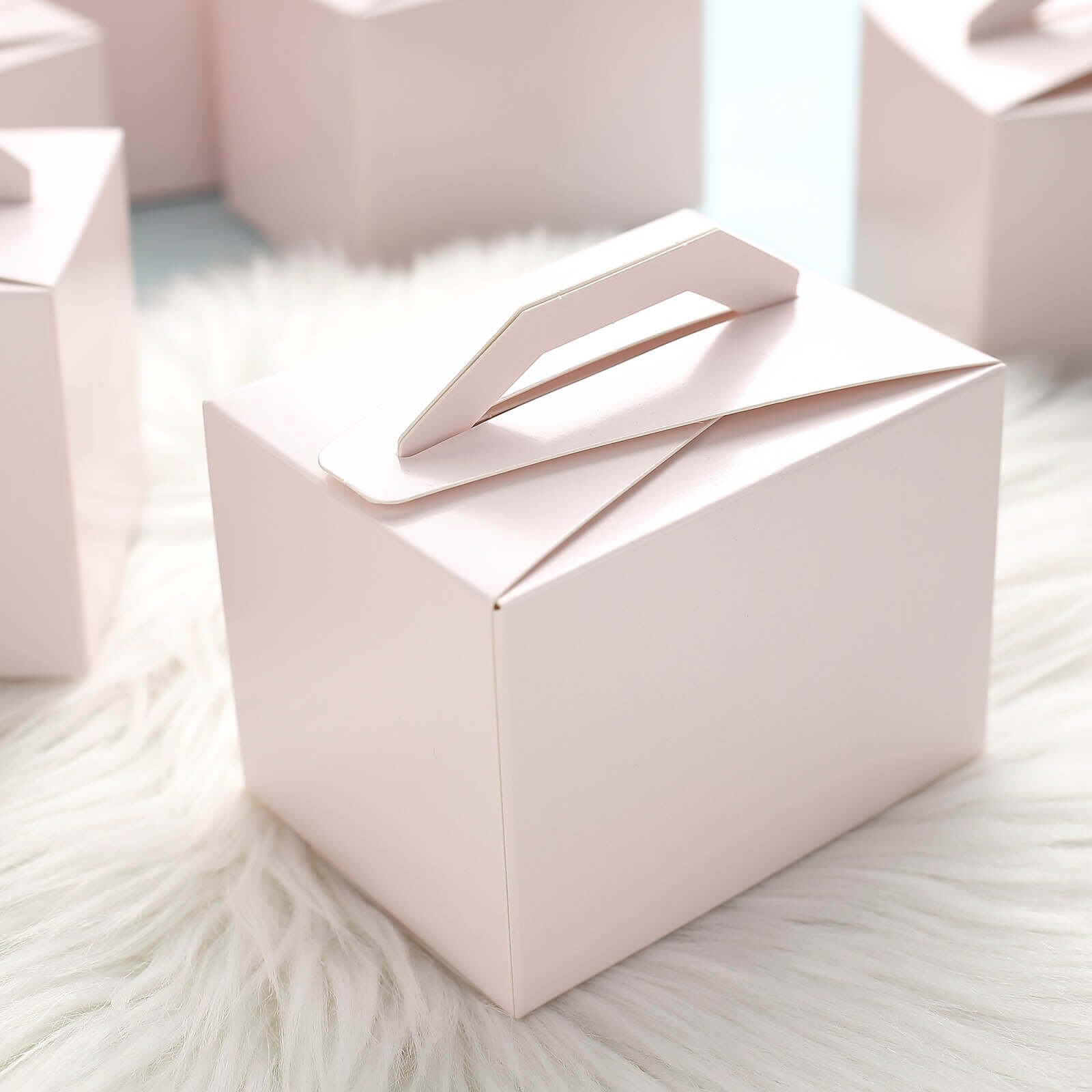 100 Pack 4"x3"x3" Blush Tote Party Favor Candy Gift Boxes