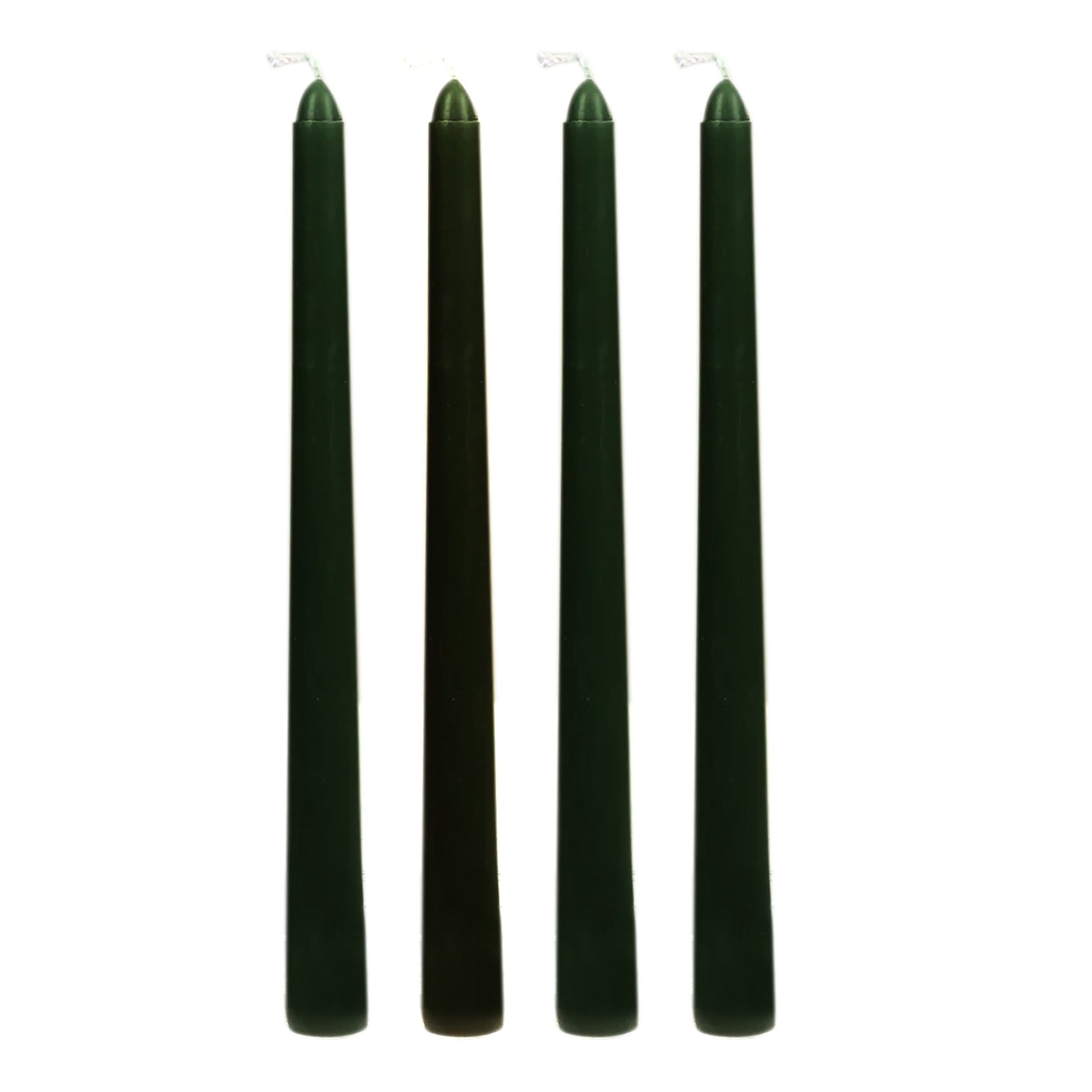 12-Pack Taper Candles Premium Wax Design Hunter Emerald Green - Unscented Candles for Upscale Settings 10"