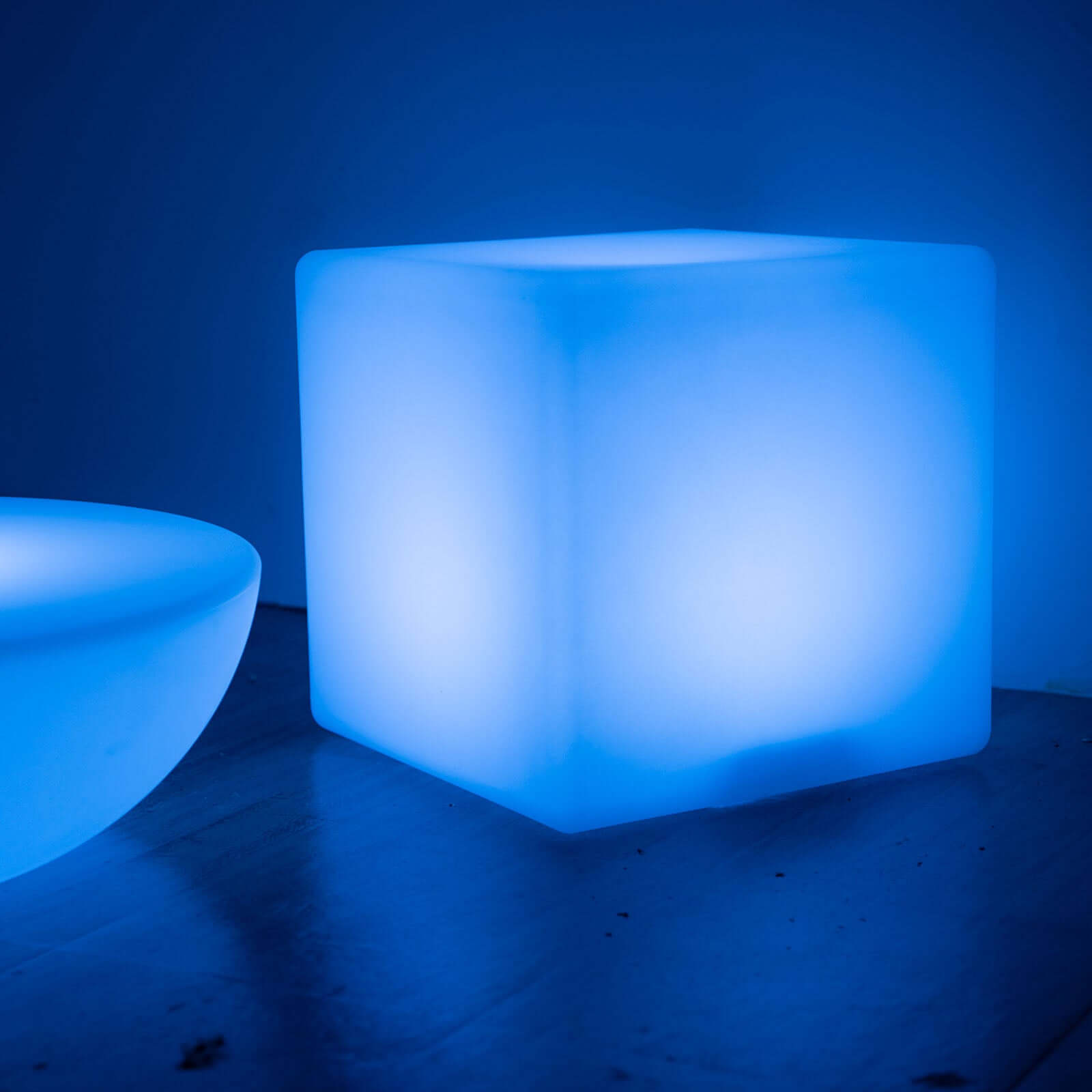 15.5" Color Changing Cordless LED Light Up Cube Table Stool, Rechargeable Waterproof Illuminated Furniture
