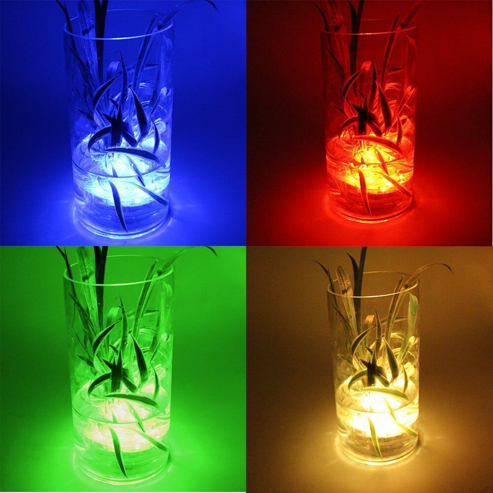 12-Pack LED Lights Flower Design - Submersible Waterproof Purple Battery Operated