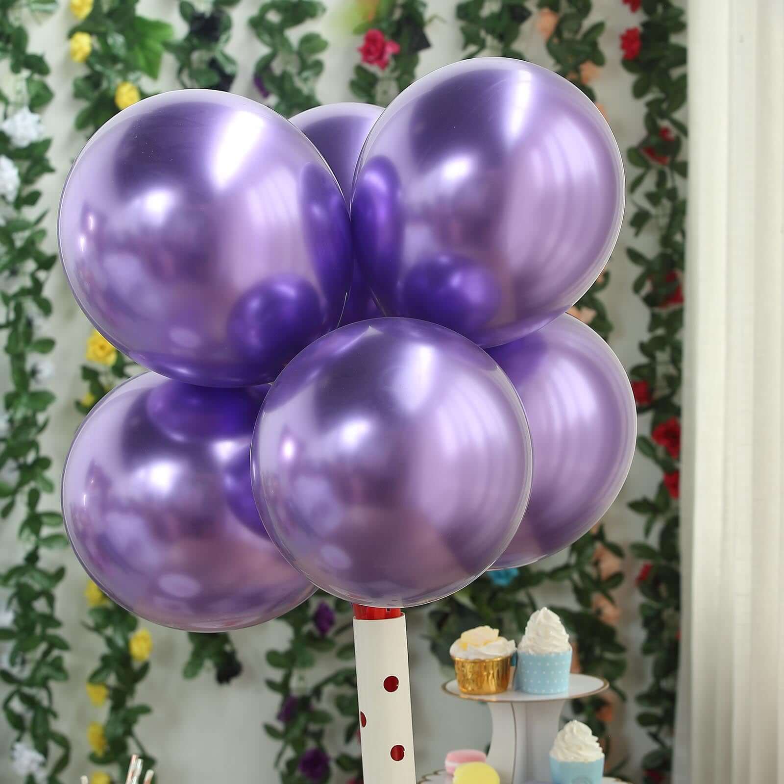 25 Pack 12" Metallic Chrome Purple Latex Helium Air Party Balloons