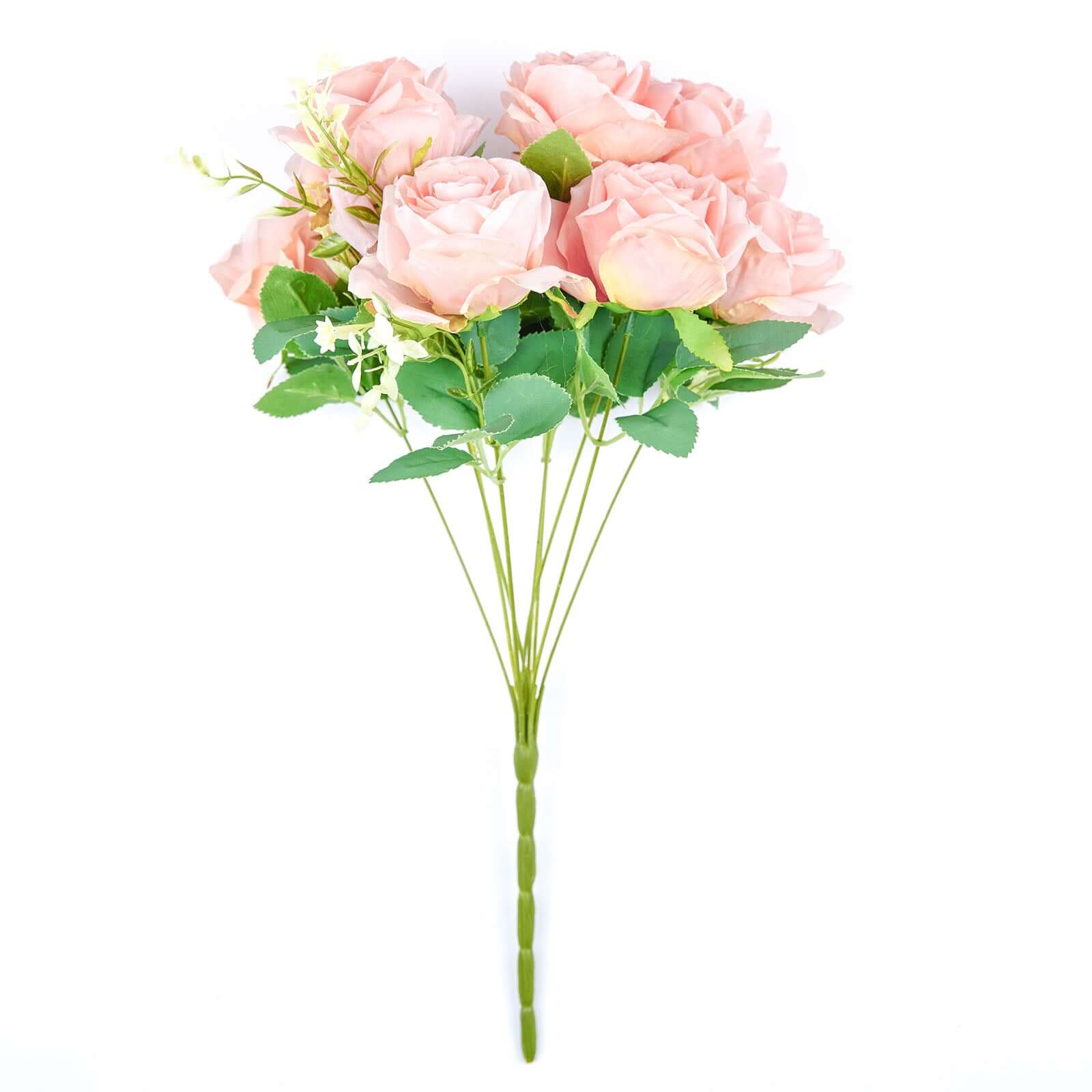 2 Bushes 18" Real Touch Blush Artificial Rose Flower Bouquet, Silk Long Stem Flower Arrangements