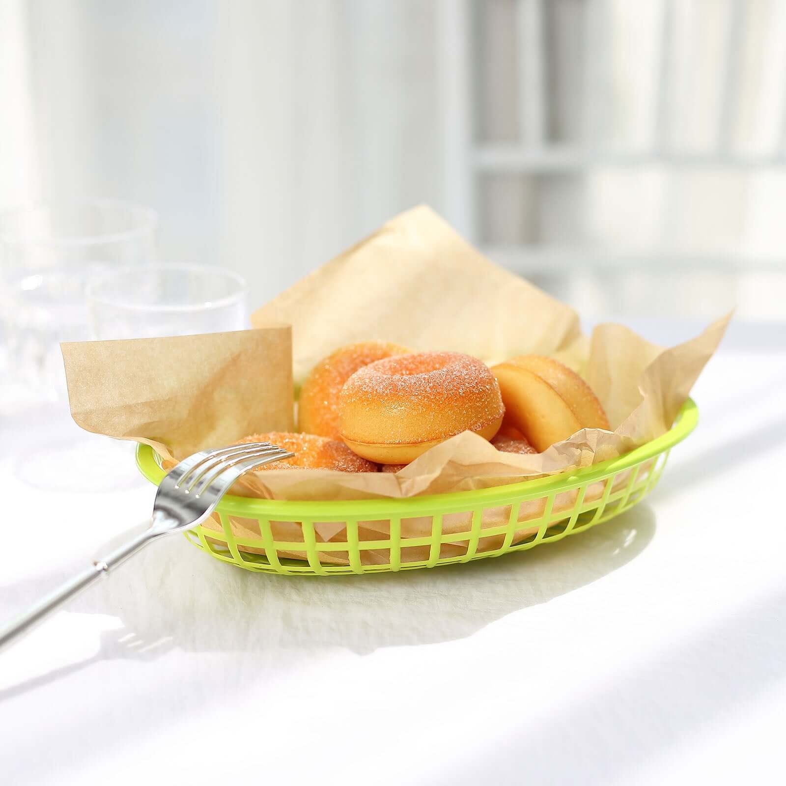 50-Pack Wax Paper Basket Liners Square Design Natural Brown - Perfect for Sandwiches and Food Wrapping 12" 40GSM