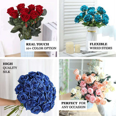 2 Bouquets 33" Tall Black Artificial Silk Rose Flower Bush Stems