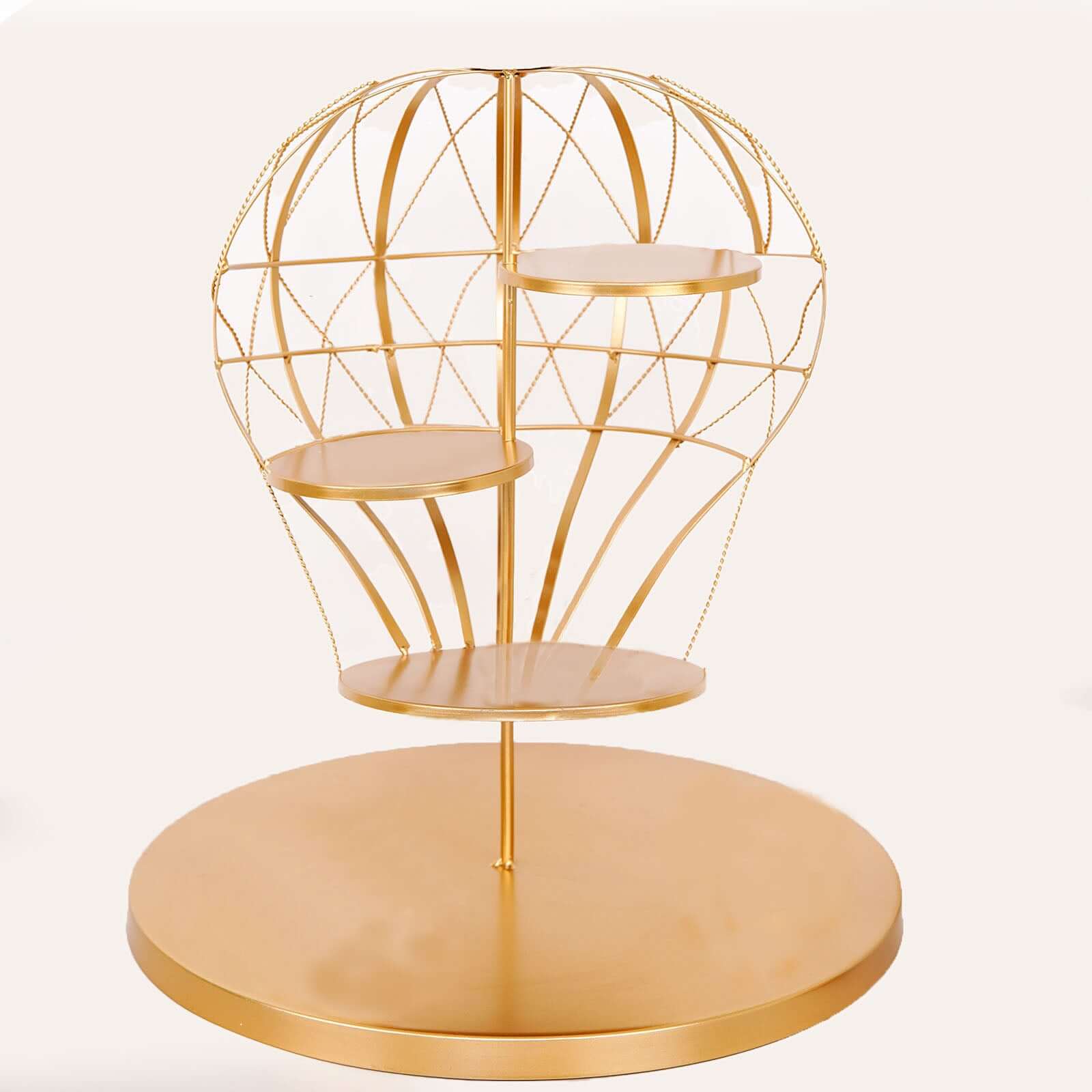 4-Tier Metal Cupcake Dessert Display Stand Gold Hot Air Balloon Design - Stylish Dessert Serving Tray Centerpiece Platter for Whimsical Carnival Inspired Events & Celebrations19"