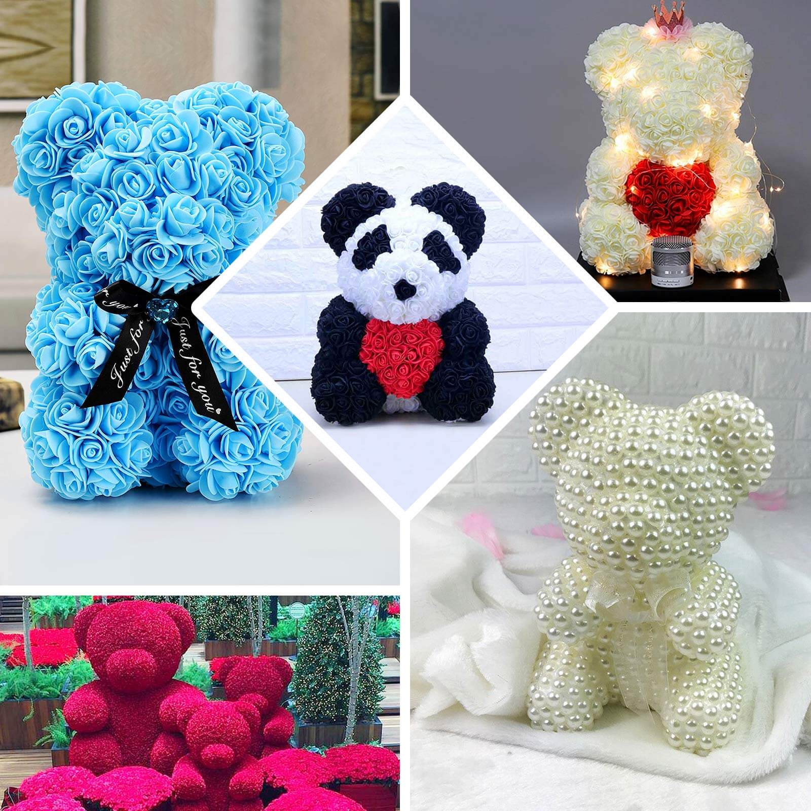12" DIY White 3D Modeling StyroFoam Bear, Polystyrene Craft Foam Animal