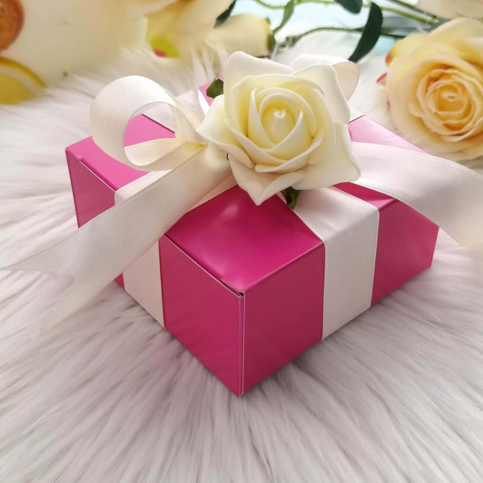 100 Pack 4"x4"x2" Fuchsia Cake Cupcake Party Favor Gift Boxes, DIY