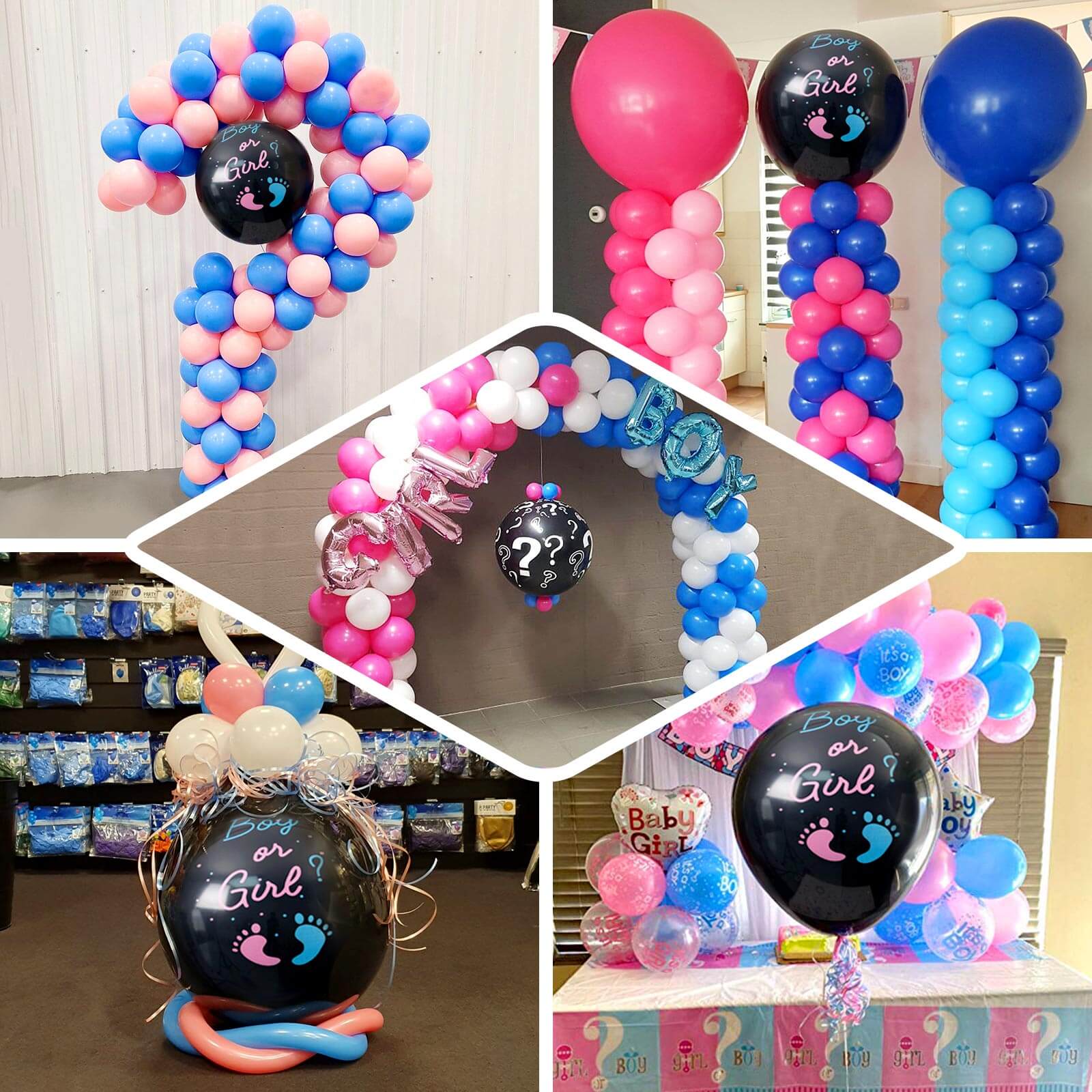 24" Gender Reveal Blue Confetti Filled Boy Or Girl Print Latex Balloon