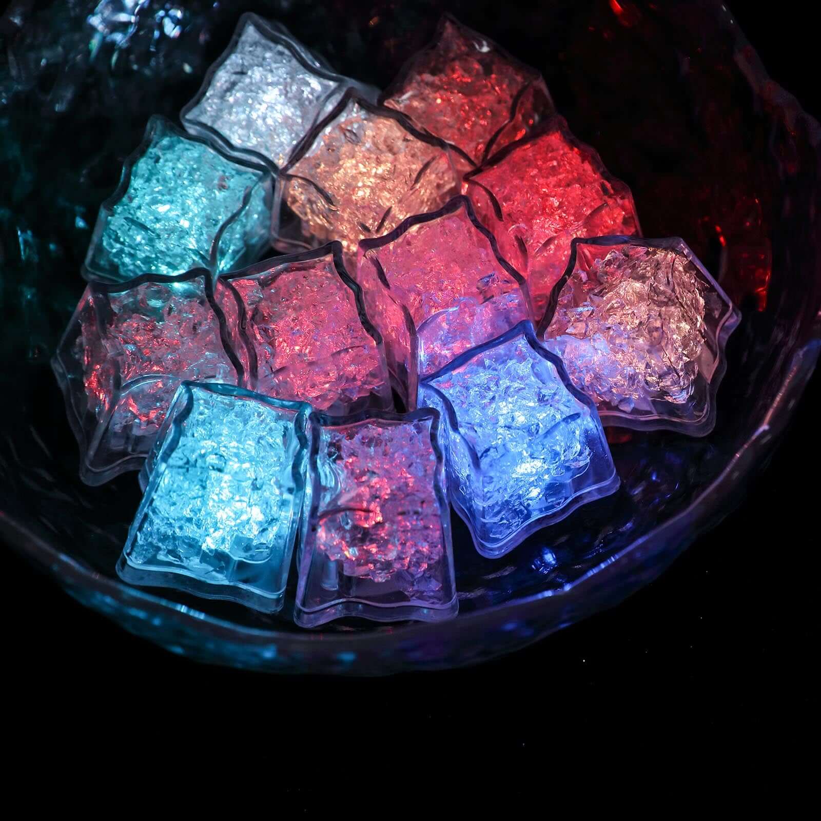 12-Pack LED Ice Cubes Submersible Multicolor Design - Adjustable Waterproof Party Lights