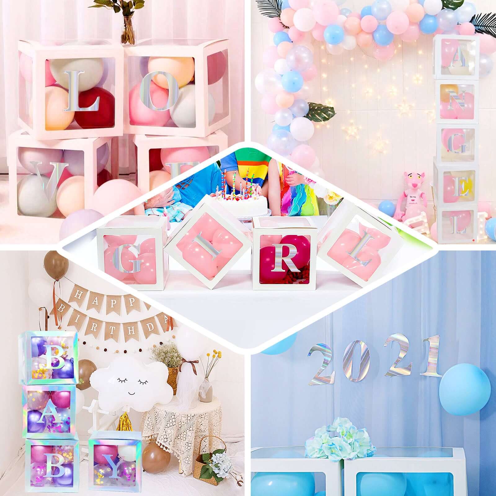 4-Pack Stickers Banner Custom 0-9 Number "5" Design Iridescent - Milestone Age and Date Stick-On Numbers 5"