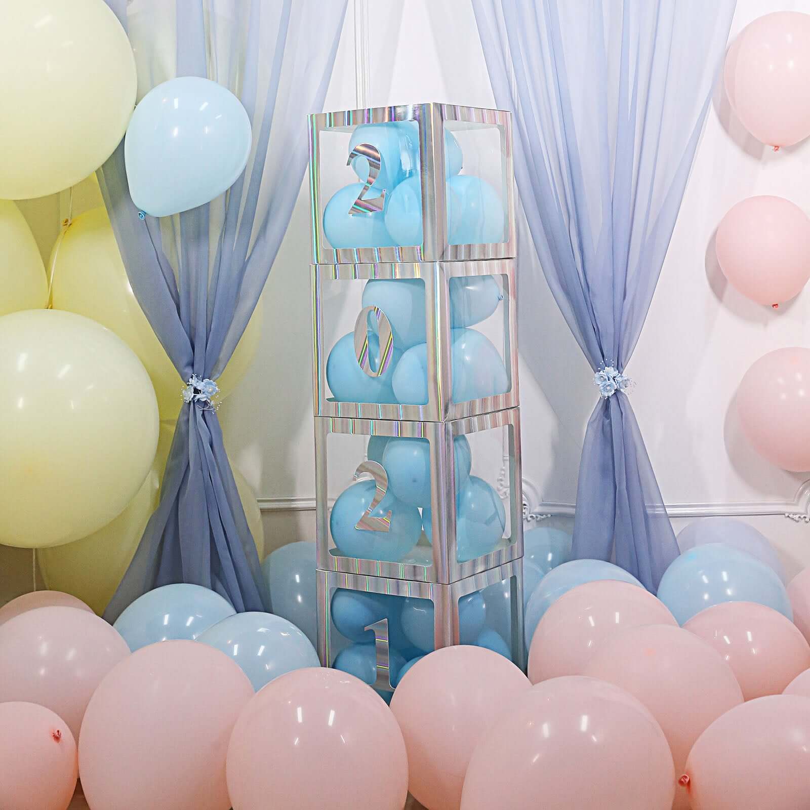 4 Pack 5" Iridescent 0-9 Number Stickers Banner, Customizable Stick on Numbers - 0
