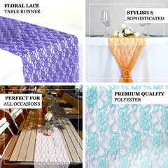 12"x108" Ivory Floral Lace Table Runner