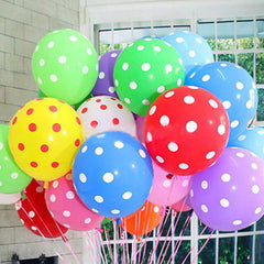 25 Pack 12" Red and White Fun Polka Dot Latex Party Balloons
