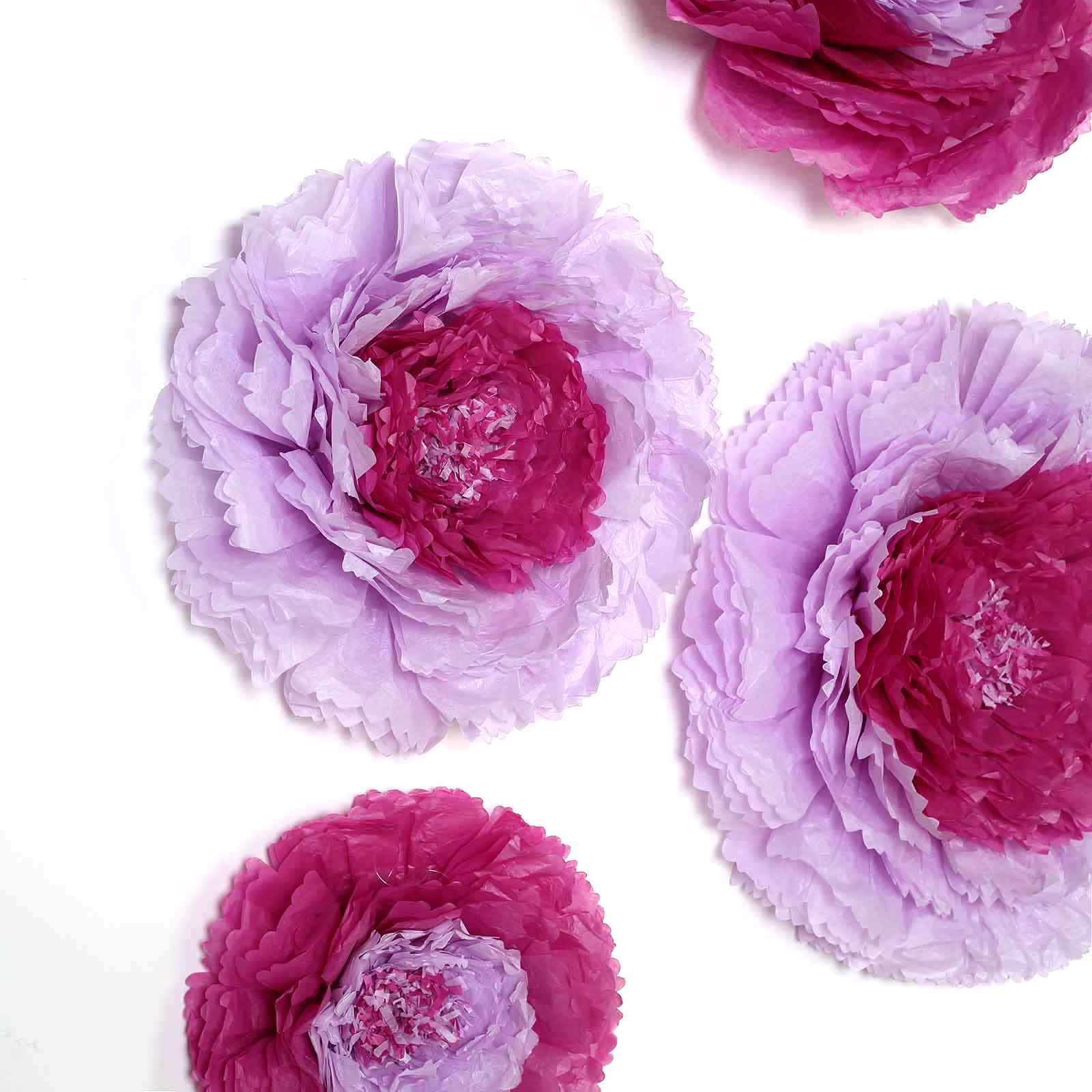 Set of 6 Lavender Carnation 3D Paper Flowers Wall Decor - 7",9",11"