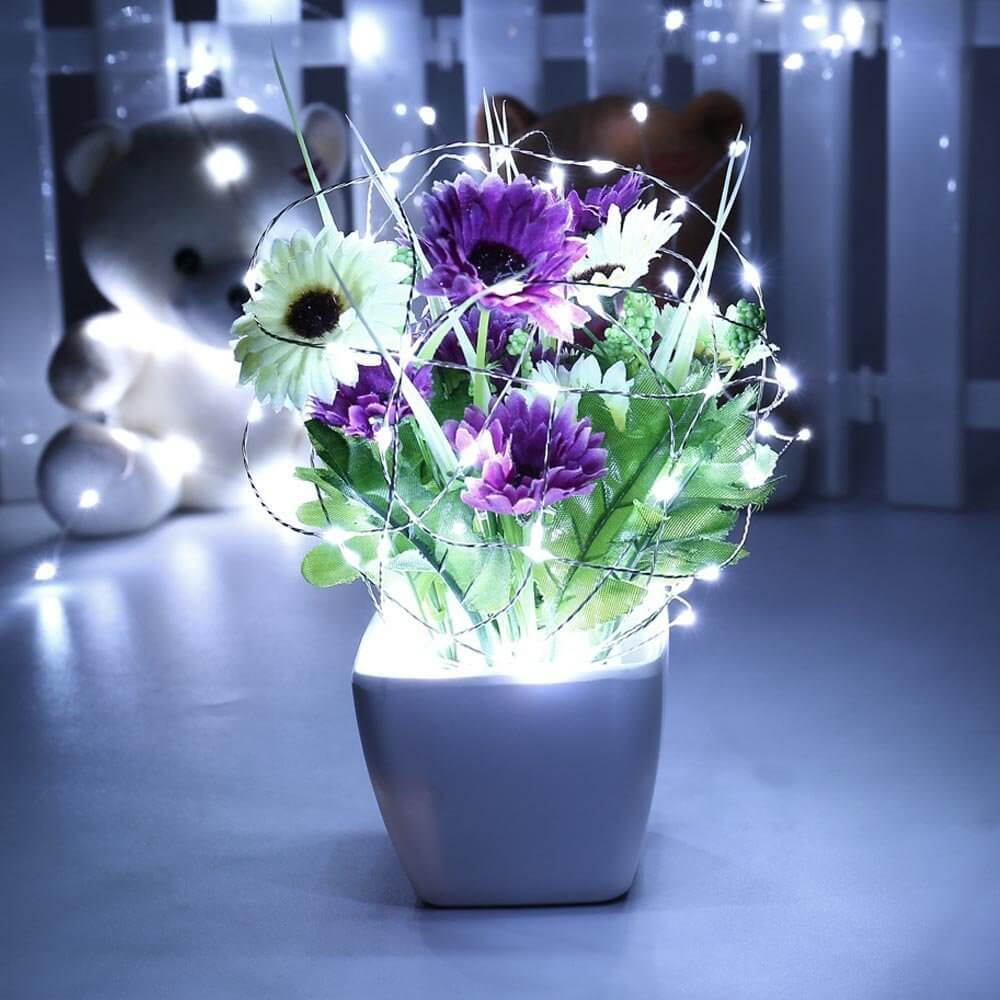 12-Pack LED Lights Flower Design - Submersible Waterproof White Battery Operated