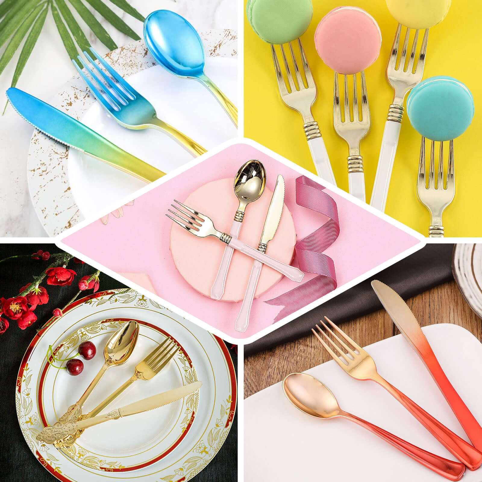 24-Pack Plastic Forks Baroque Style Metallic Silver - Heavy Duty Disposable Silverware 8"