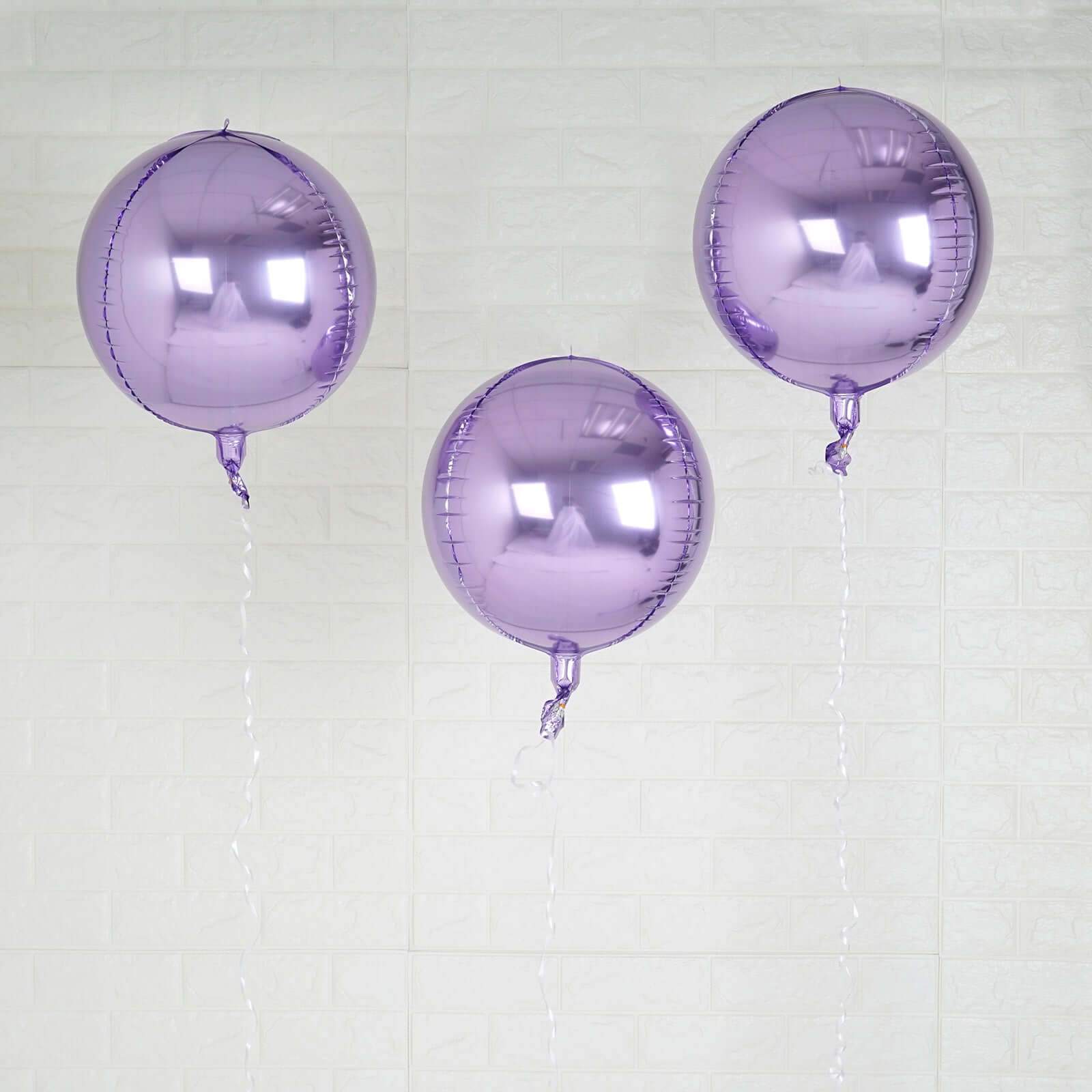 2 Pack 12" 4D Lavender Lilac Sphere Mylar Foil Helium or Air Balloons