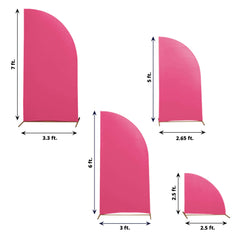 Set of 4 Matte Fuchsia Spandex Half Moon Chiara Backdrop Stand Covers, Custom Fitted Wedding Arch Covers - 2.5ft,5ft,6ft,7ft