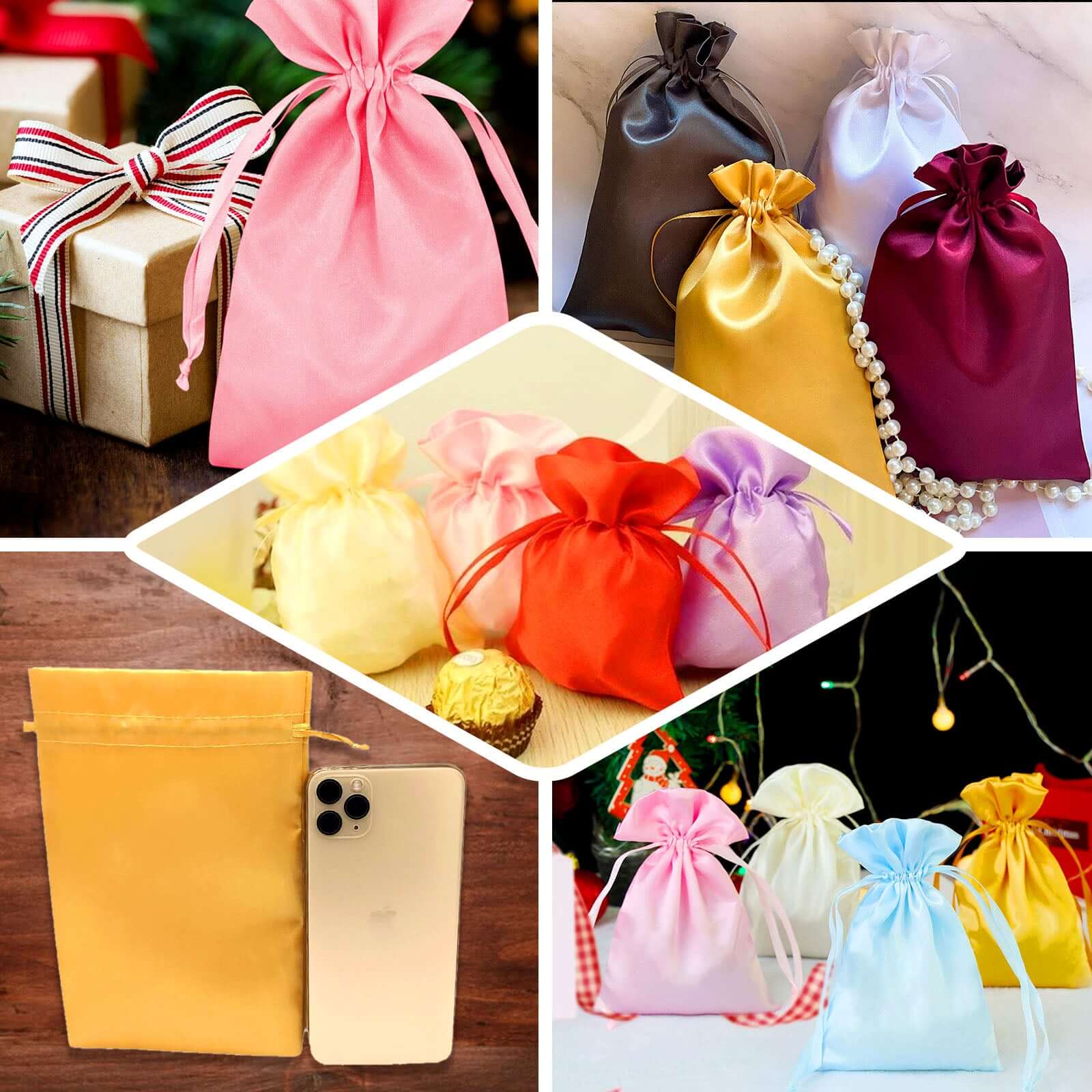 12 Pack 4"x6" Turquoise Satin Drawstring Wedding Party Favor Gift Bags