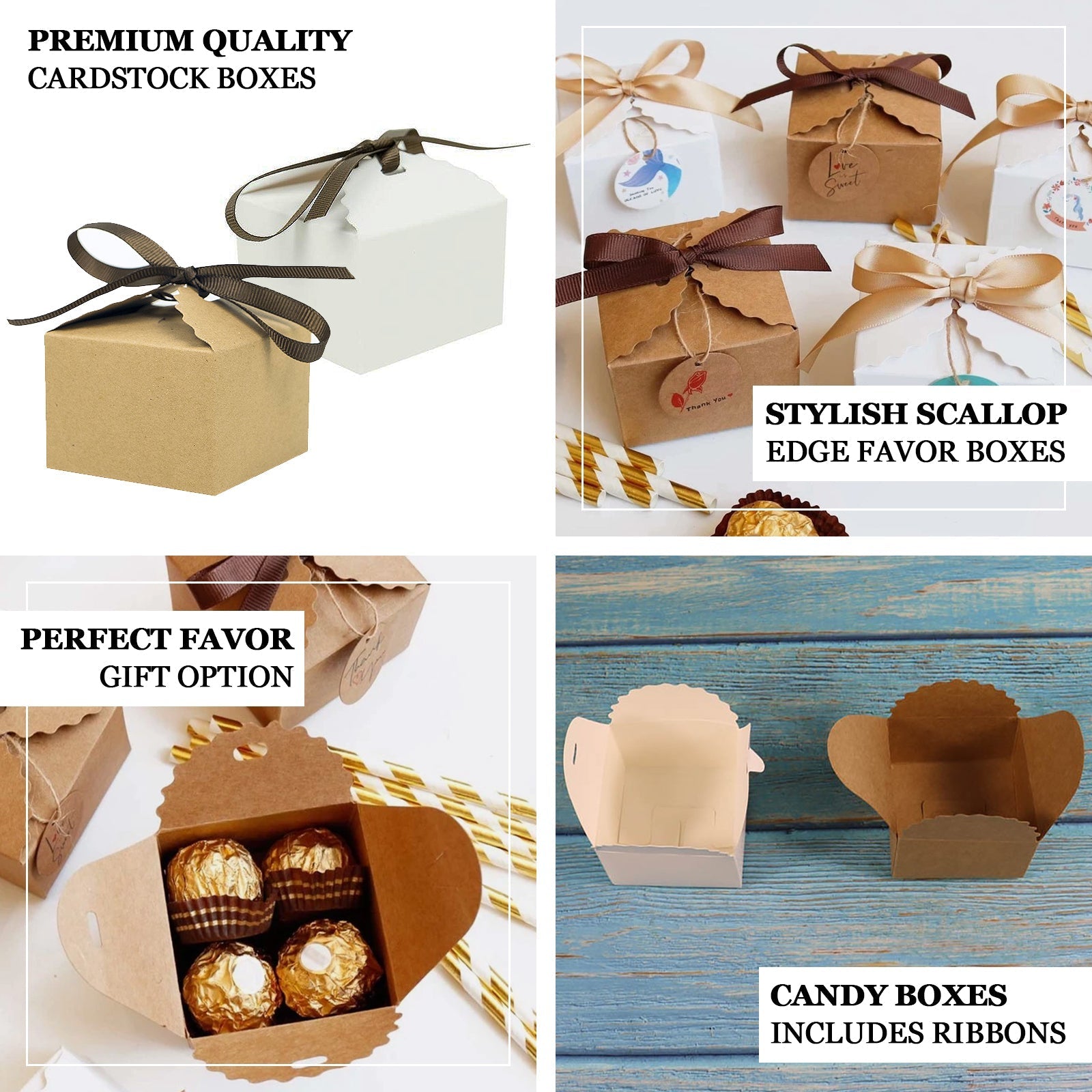 25 Pack 2.5"x2.5" White Grosgrain Ribbon Tote Party Favor Gift Boxes