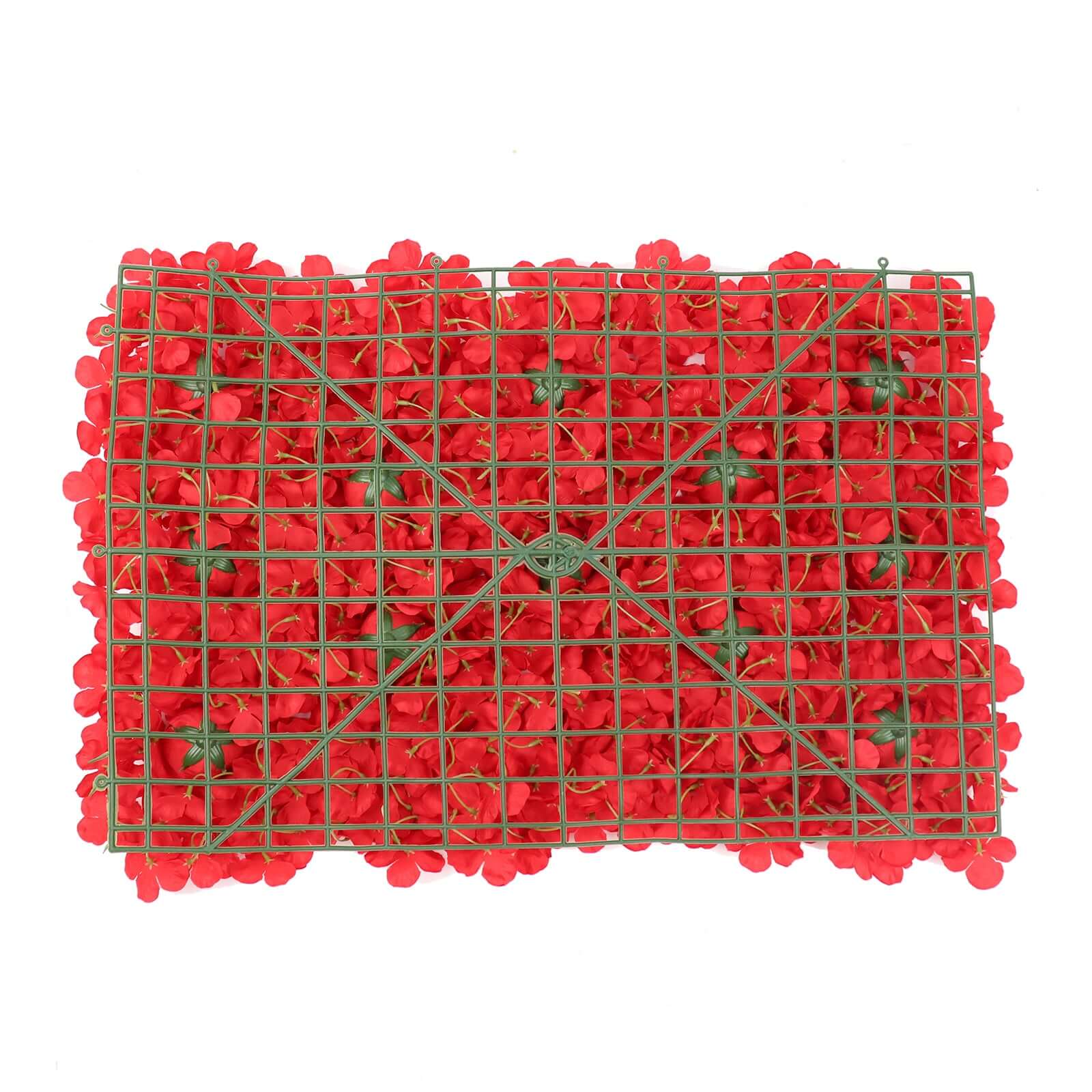 11 Sq ft. Red 3D Silk Rose and Hydrangea Flower Wall Mat Backdrop - 4 Artificial Panels