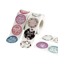 1000Pcs 1.5" Thank You Assorted Styles Sticker Rolls, Labels and Seals For DIY Envelope - Round
