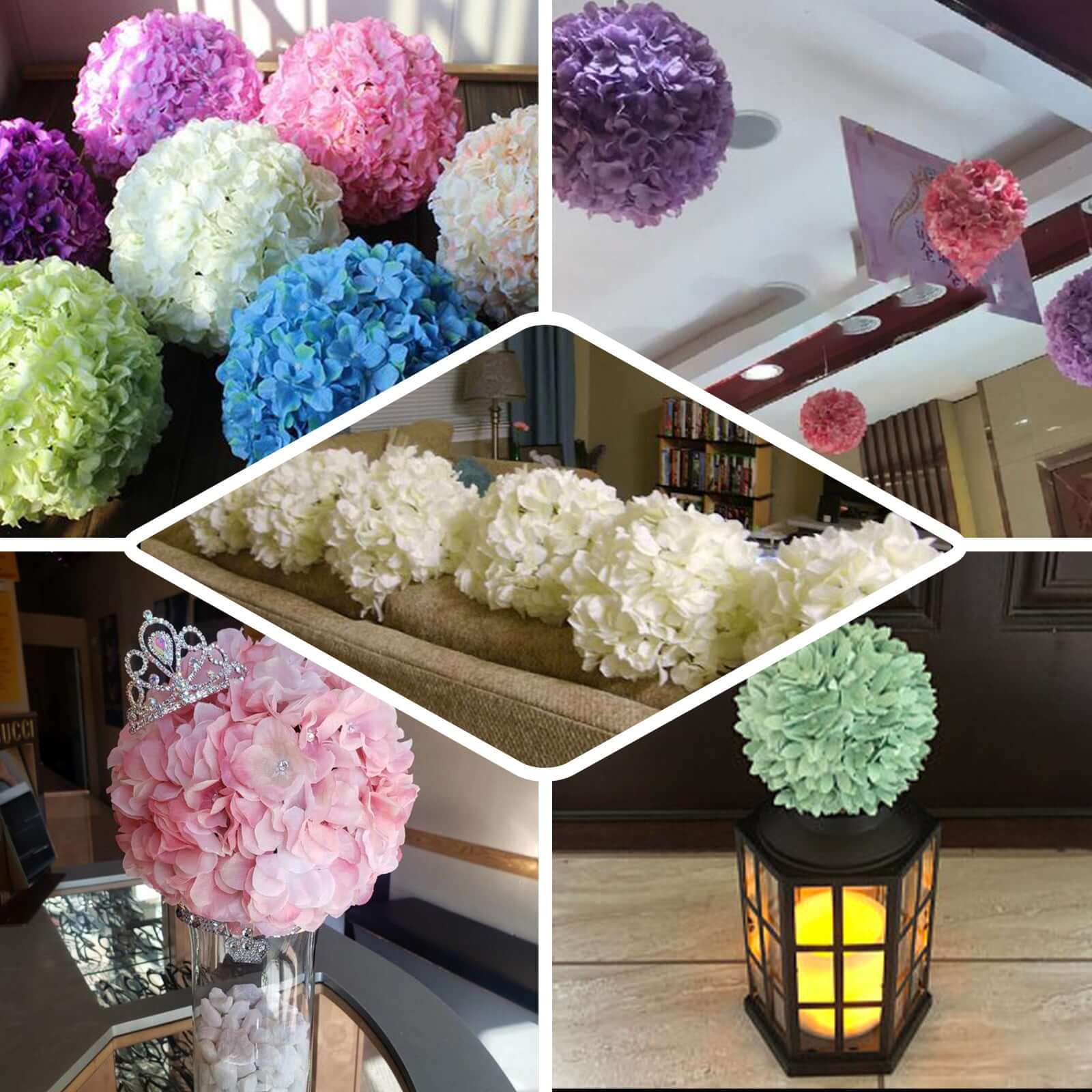 4 Pack 7" Royal Blue Artificial Silk Hydrangea Kissing Flower Balls
