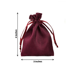 12 Pack 3" Burgundy Satin Drawstring Wedding Party Favor Gift Bags