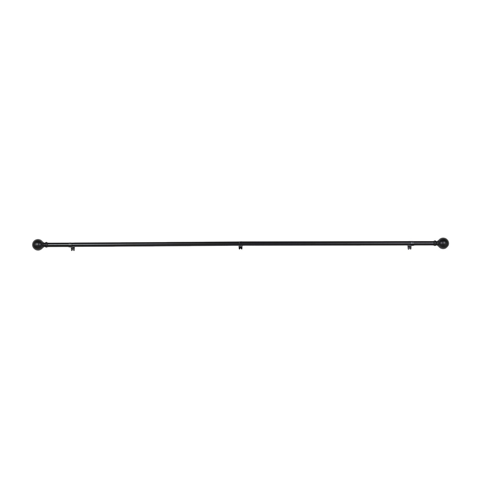 42"-126" Adjustable Curtain Rod Sets, Black, Round Finials