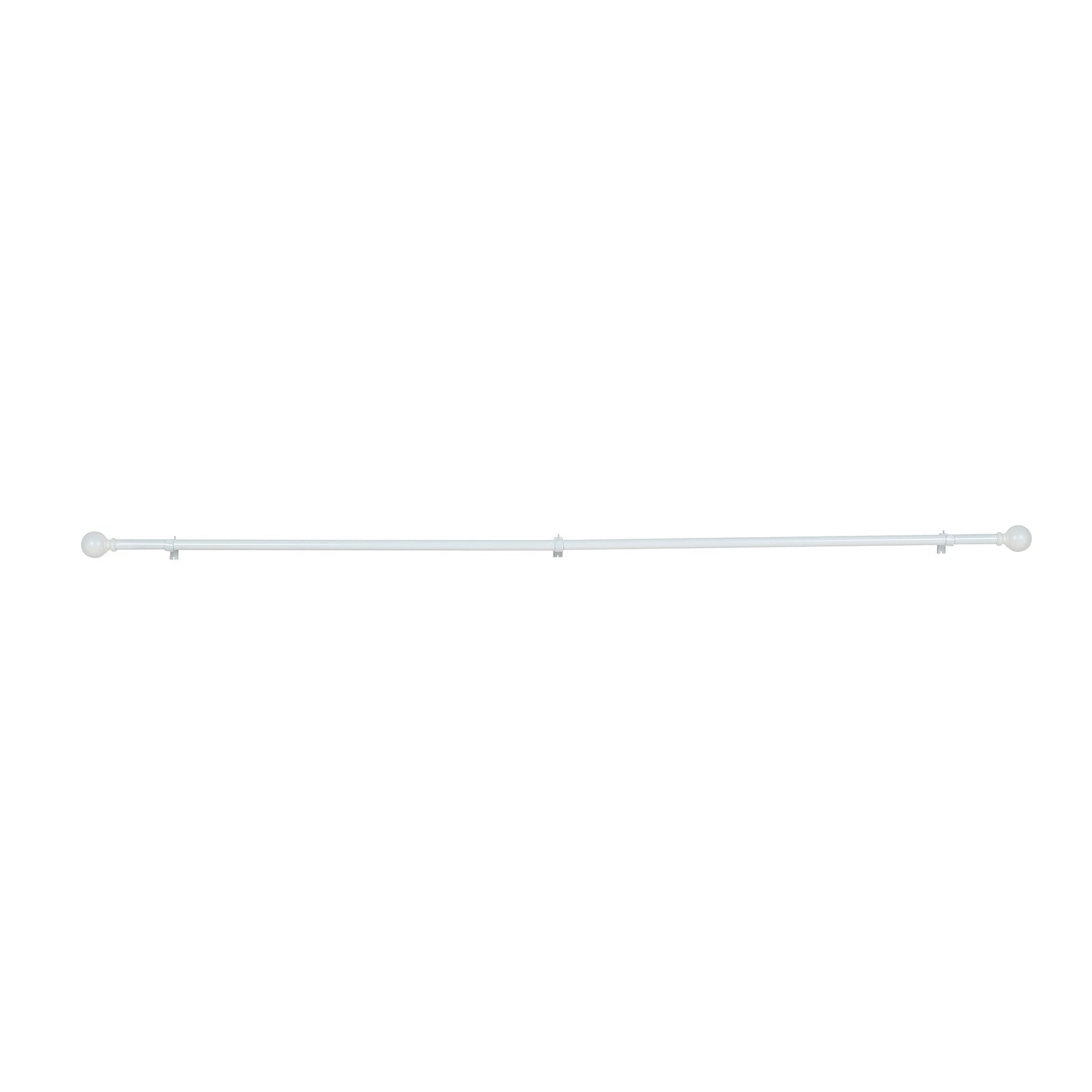 42"-126" Adjustable Curtain Rod Set, White, Round Finials