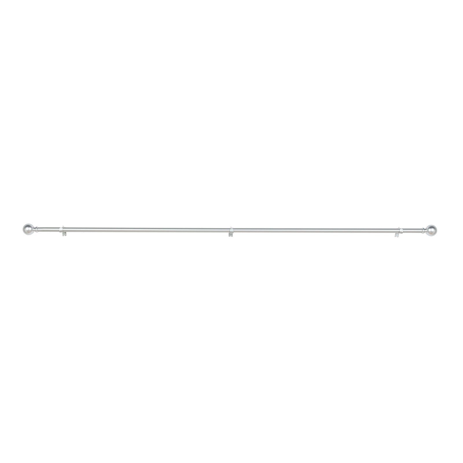 42"-126" Adjustable Curtain Rod Set, Silver, Round Finials