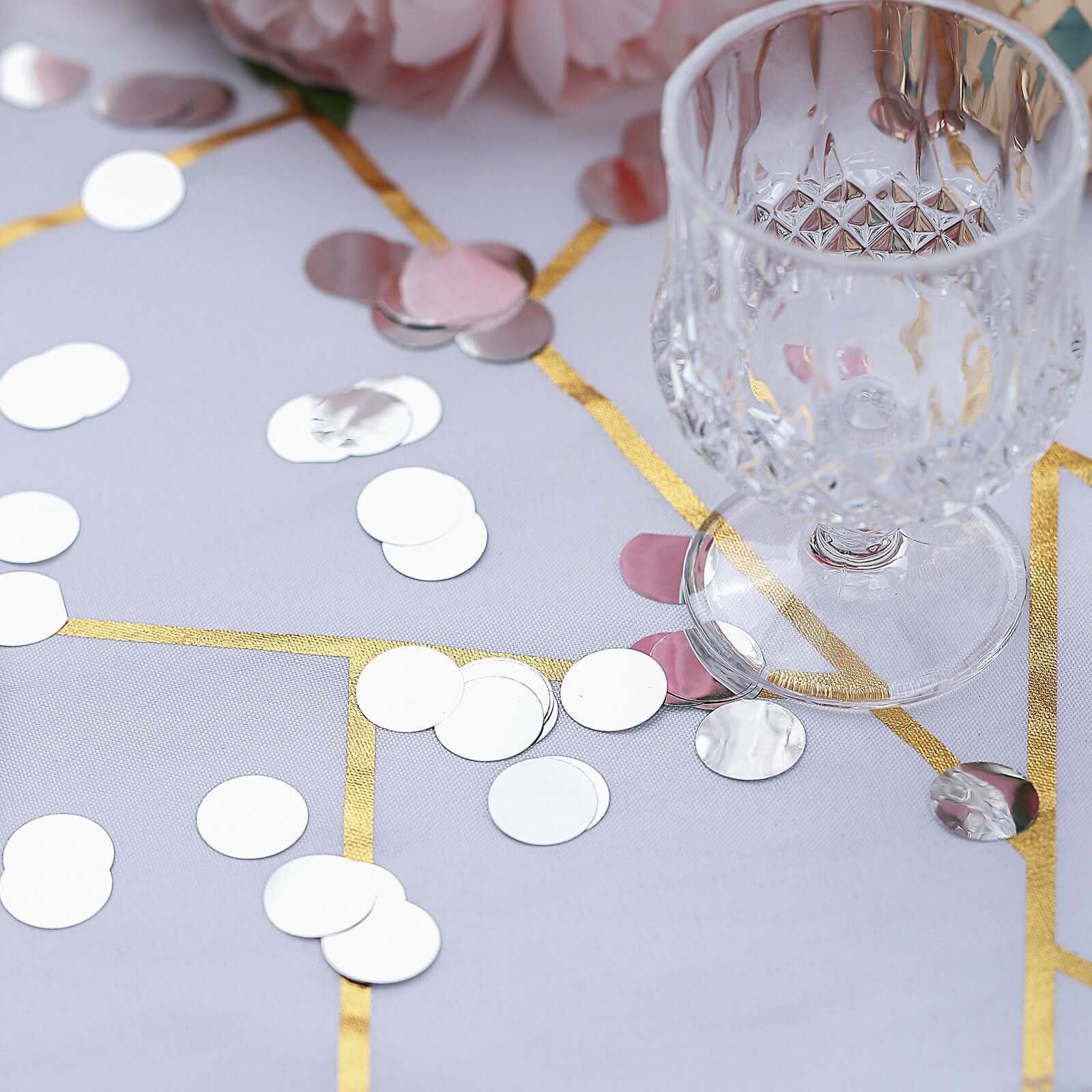 Metallic Round Party Confetti 18G Bag Silver Foil, Balloon Table Confetti Glitter Dots for Festive Weddings Baby Bridal Showers & Events