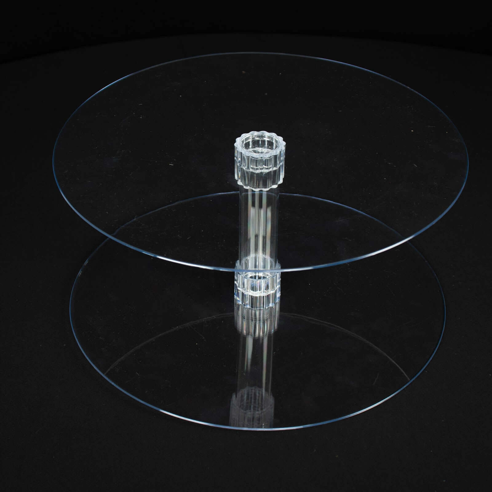 2-Tier Acrylic Round Cake Stand Set Clear - Chic Versatile Cupcake Holder Dessert Display Pedestal for Wedding Buffet & Catering Displays 18"
