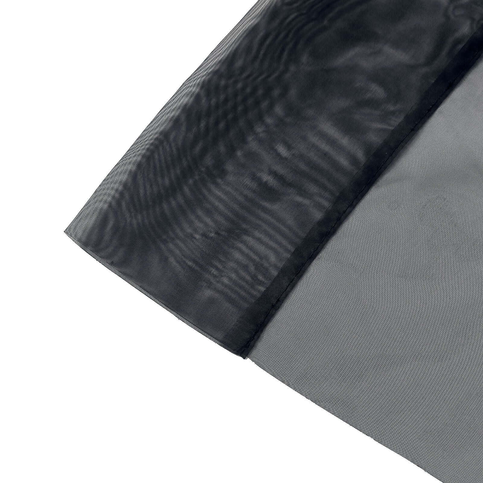 5ftx14ft Premium Black Chiffon Curtain Panel, Durable Flame Resistant Backdrop Ceiling Drapery With Rod Pocket