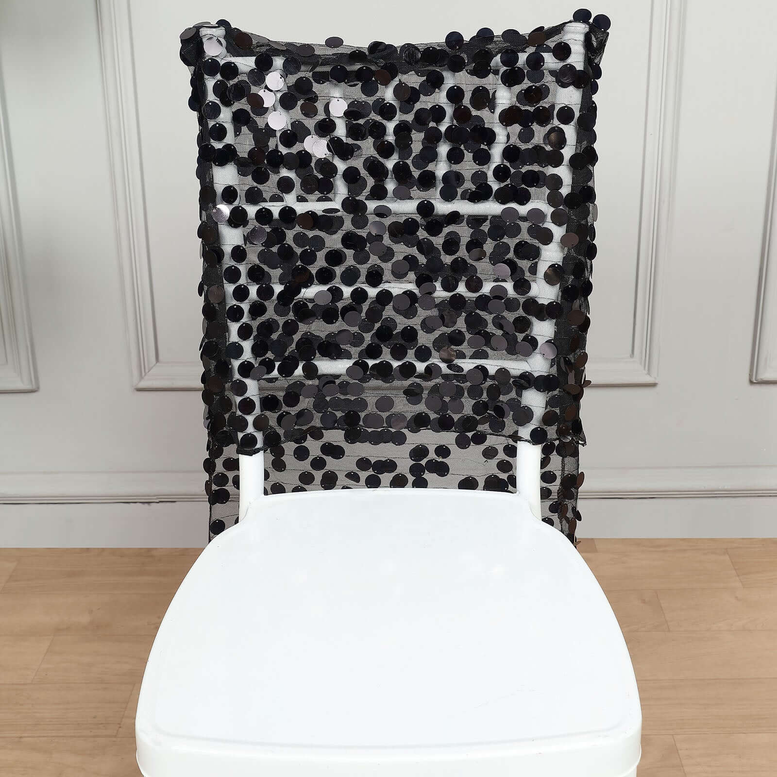 Sequin Chair Slipcover Big Payette Design for Chiavari Chairs Black - Glittering Chair Back Cover