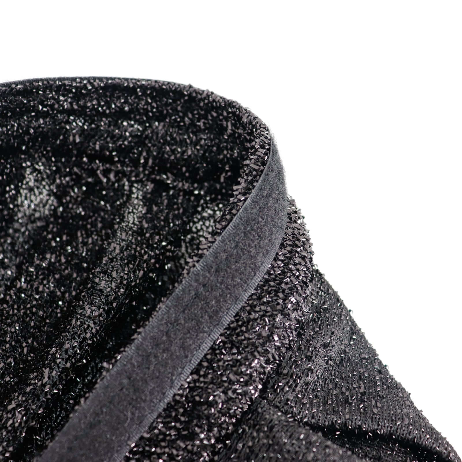 Spandex 17ft Table Skirt Black Pleated Metallic Shimmer Tinsel with Top Velcro Strip Table Cover