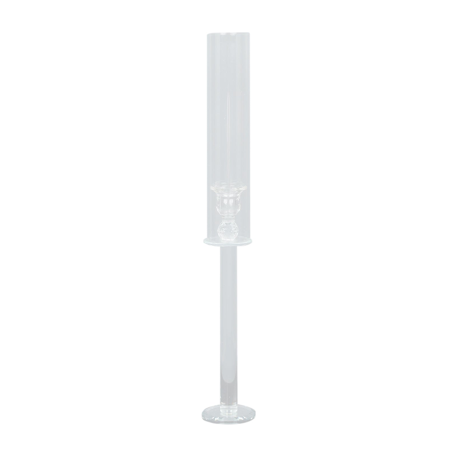 2-Pack Crystal Glass Hurricane Taper Candle Holders, Tall Decorative Candle Stands Clear Cylinder Chimney Tubes 22"
