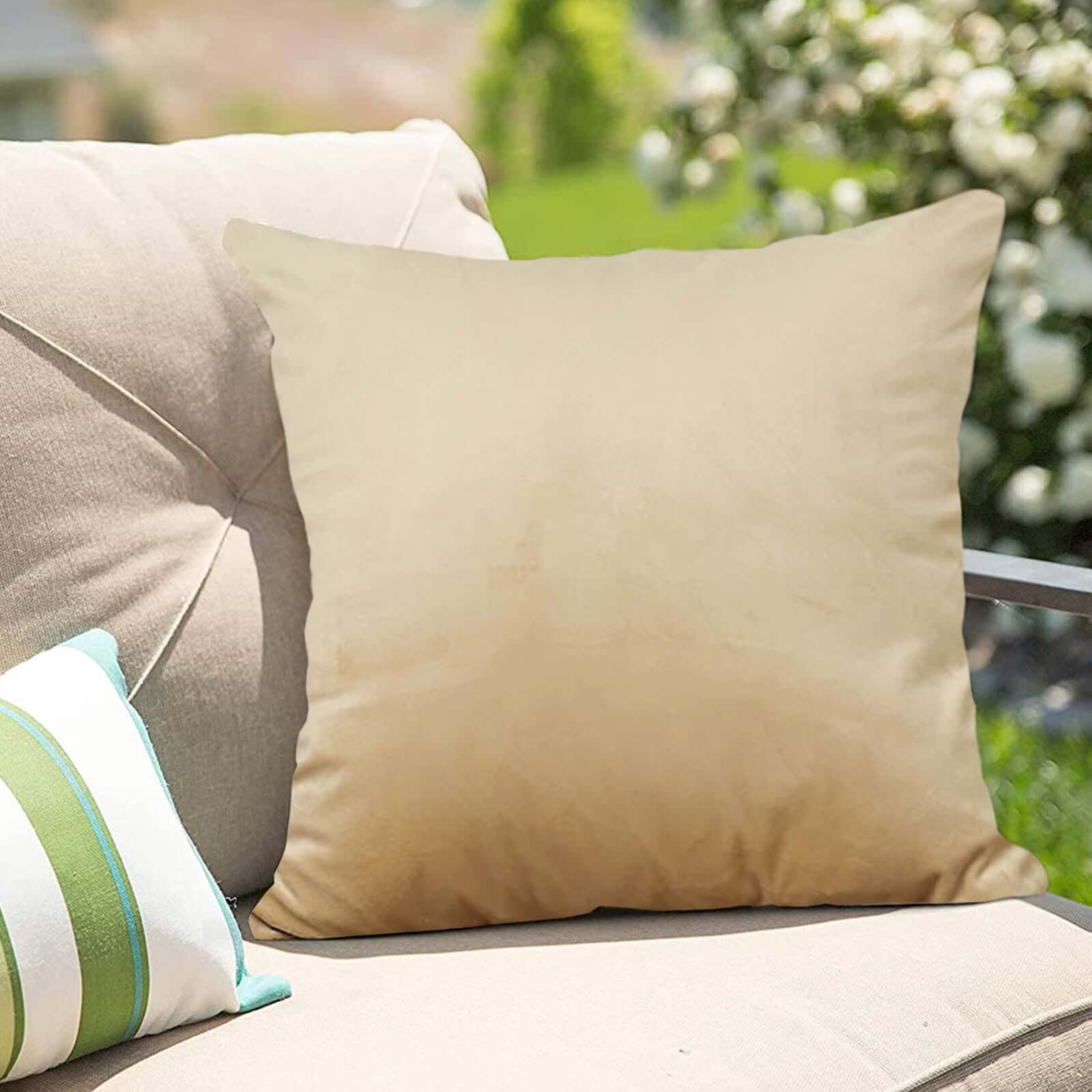 2 Pack 18" Champagne Soft Velvet Square Throw Pillow Cover