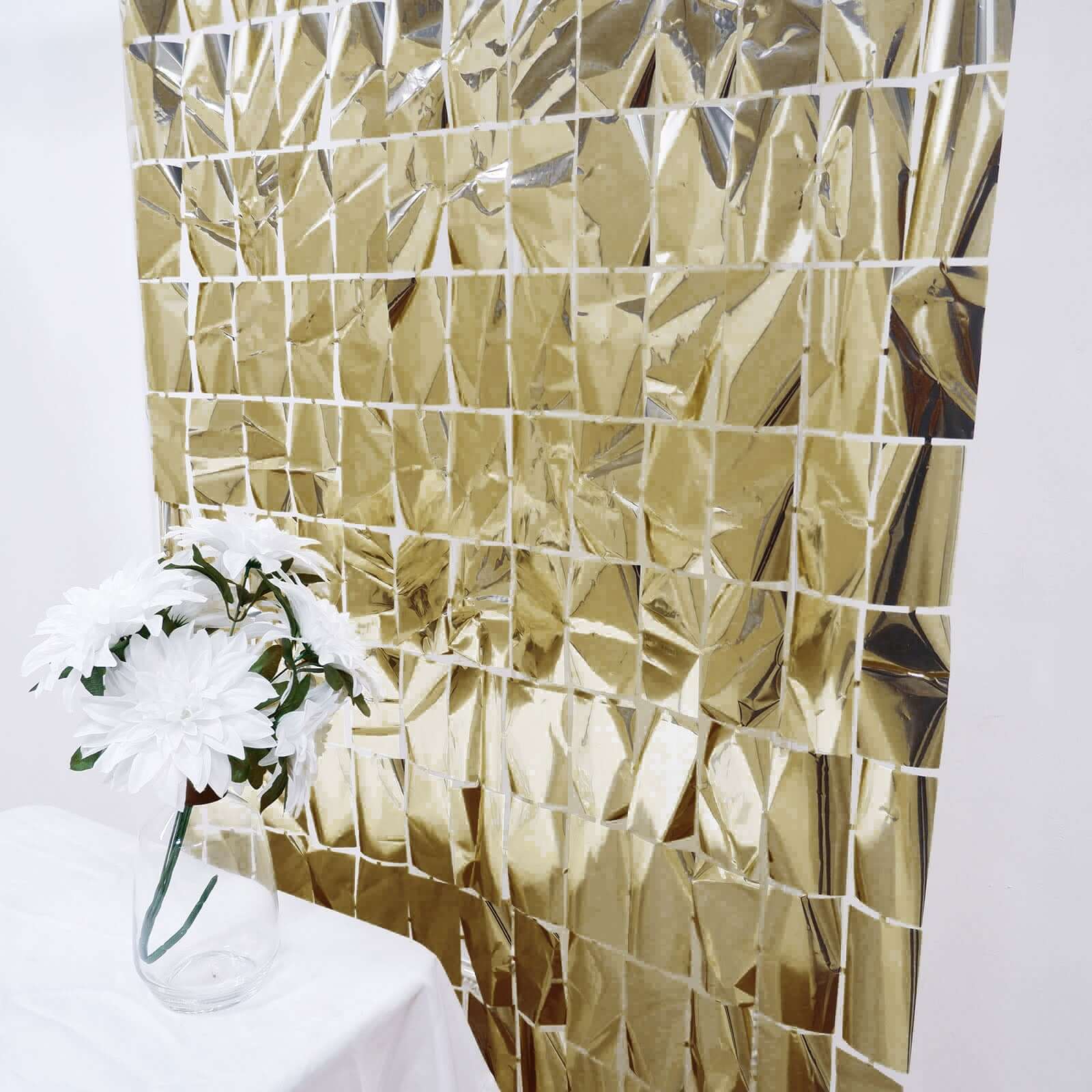 Shiny Champagne Metallic Foil Rectangle Curtain Party Backdrop Door Window Curtain - 3ftx6.5ft