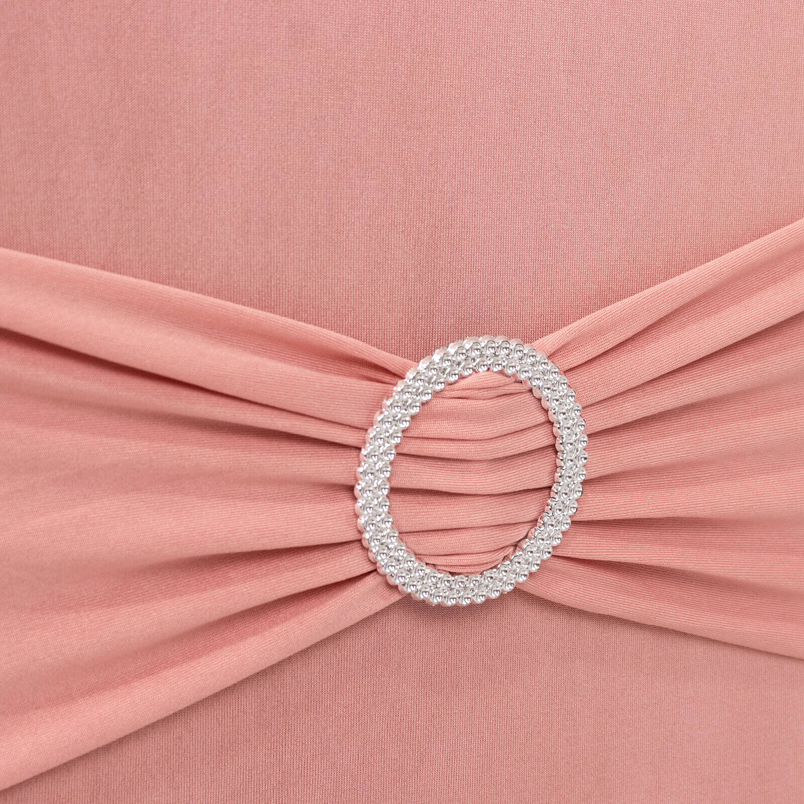 Spandex Chair Cover with Dusty Rose Rhinestone Buckled Sash Band Blush - Stretch Fitted Slipcover
