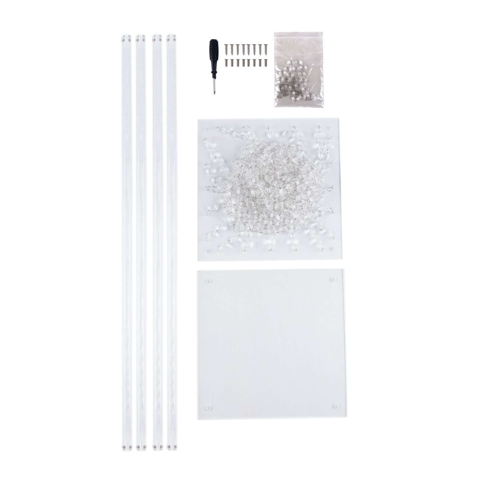 Acrylic Flower Pedestal Vase Pillar Stand with Crystal Beads Clear - Decorative Wedding Floor Centerpiece 32"