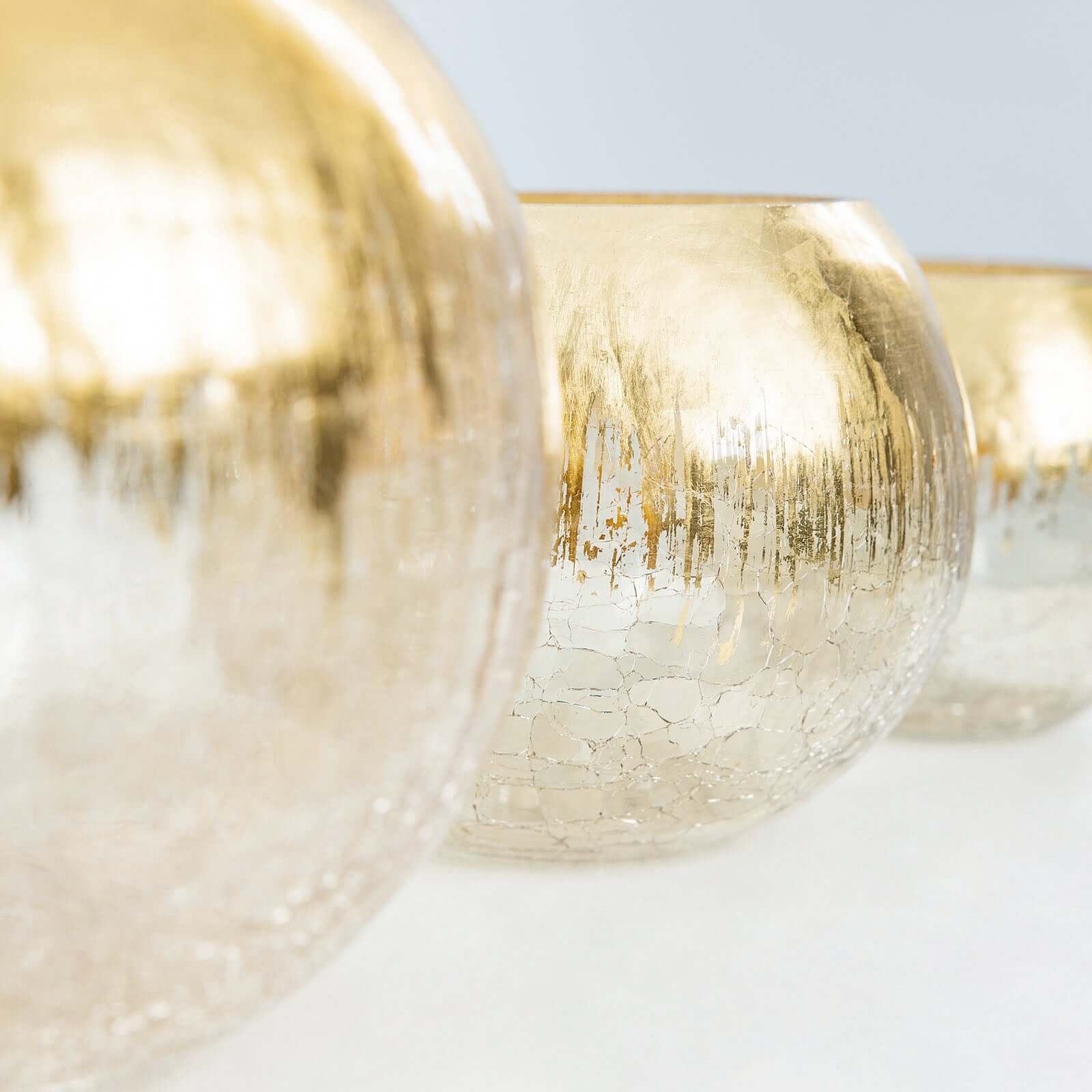 Glass Flower Vase Gold Foiled Crackle Bubble - Decorative Floral Centerpiece for Tables 6"