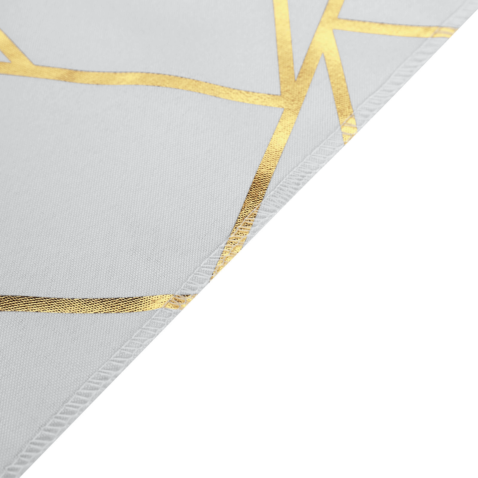 9ft Silver Gold Foil Geometric Pattern Polyester Table Runner
