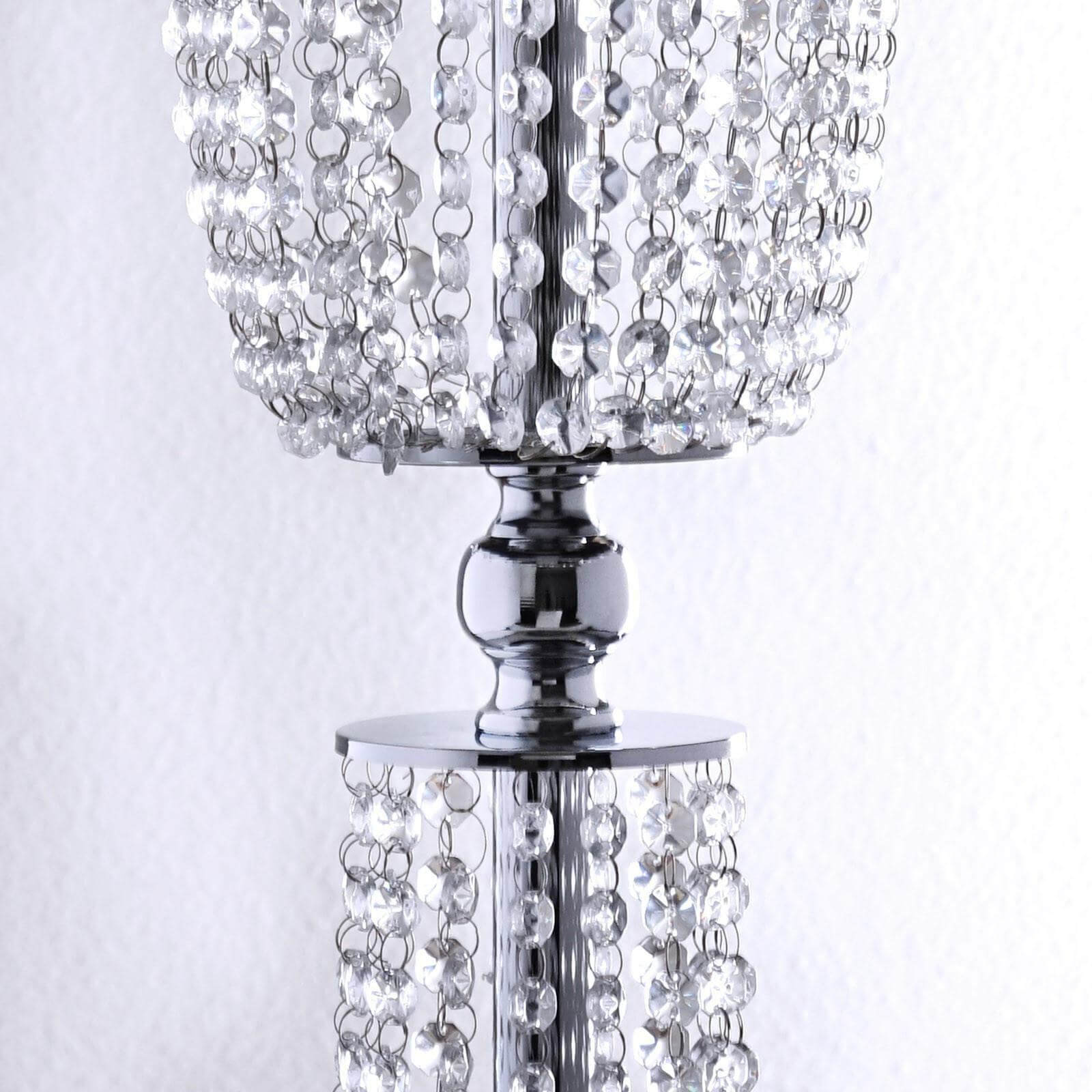 32" Silver Acrylic Crystal Pendant Chain Hourglass Chandelier Stand