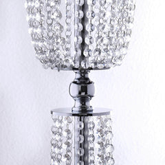 32" Silver Acrylic Crystal Pendant Chain Hourglass Chandelier Stand
