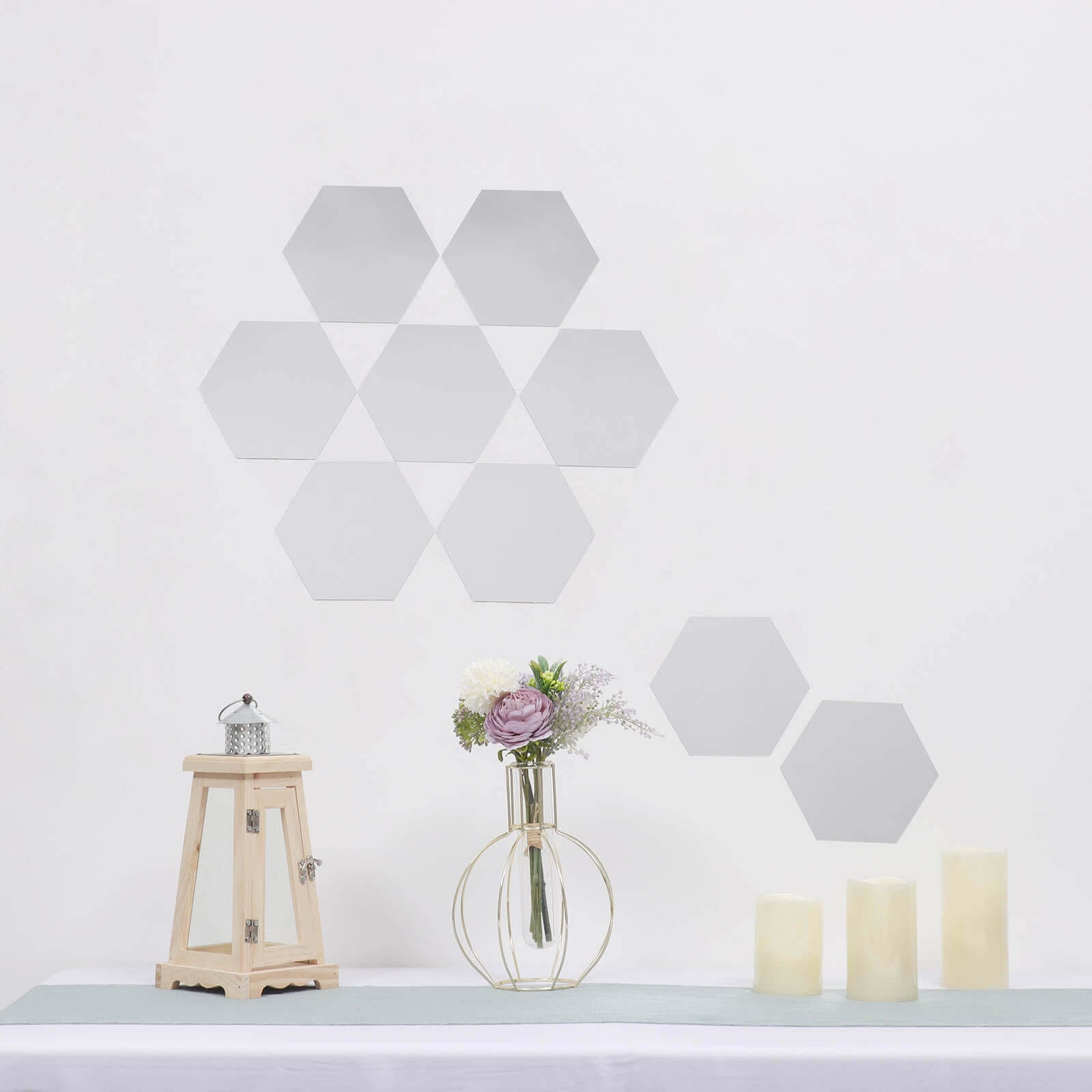 12 Pack Hexagon Acrylic Mirror Wall Stickers, 10" Removable Wall Decals For Home Decor