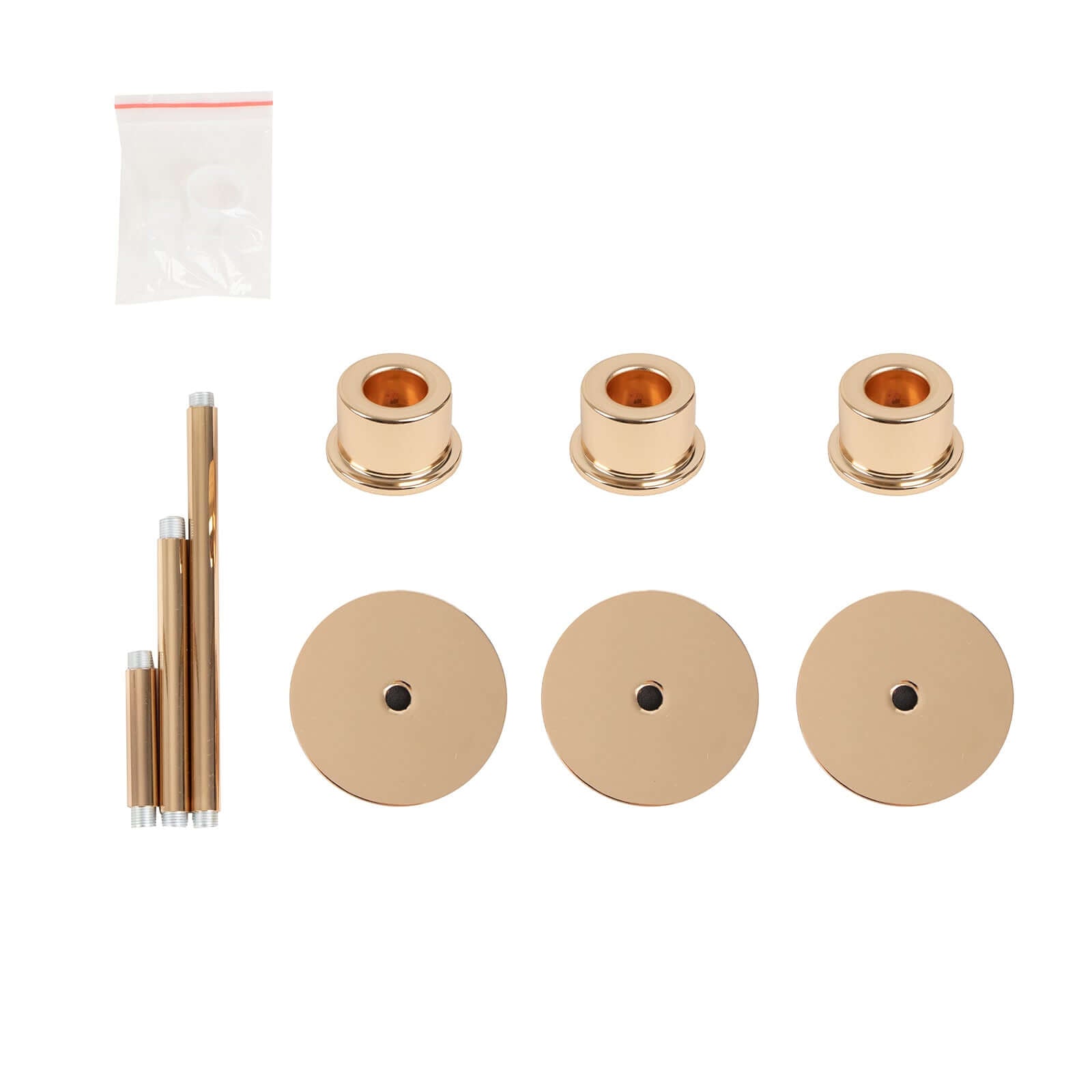 Set of 3 Metal Taper Candlestick Holders Gold with Round Base - Hurricane Candle Stands 3.5", 5.5", 8"